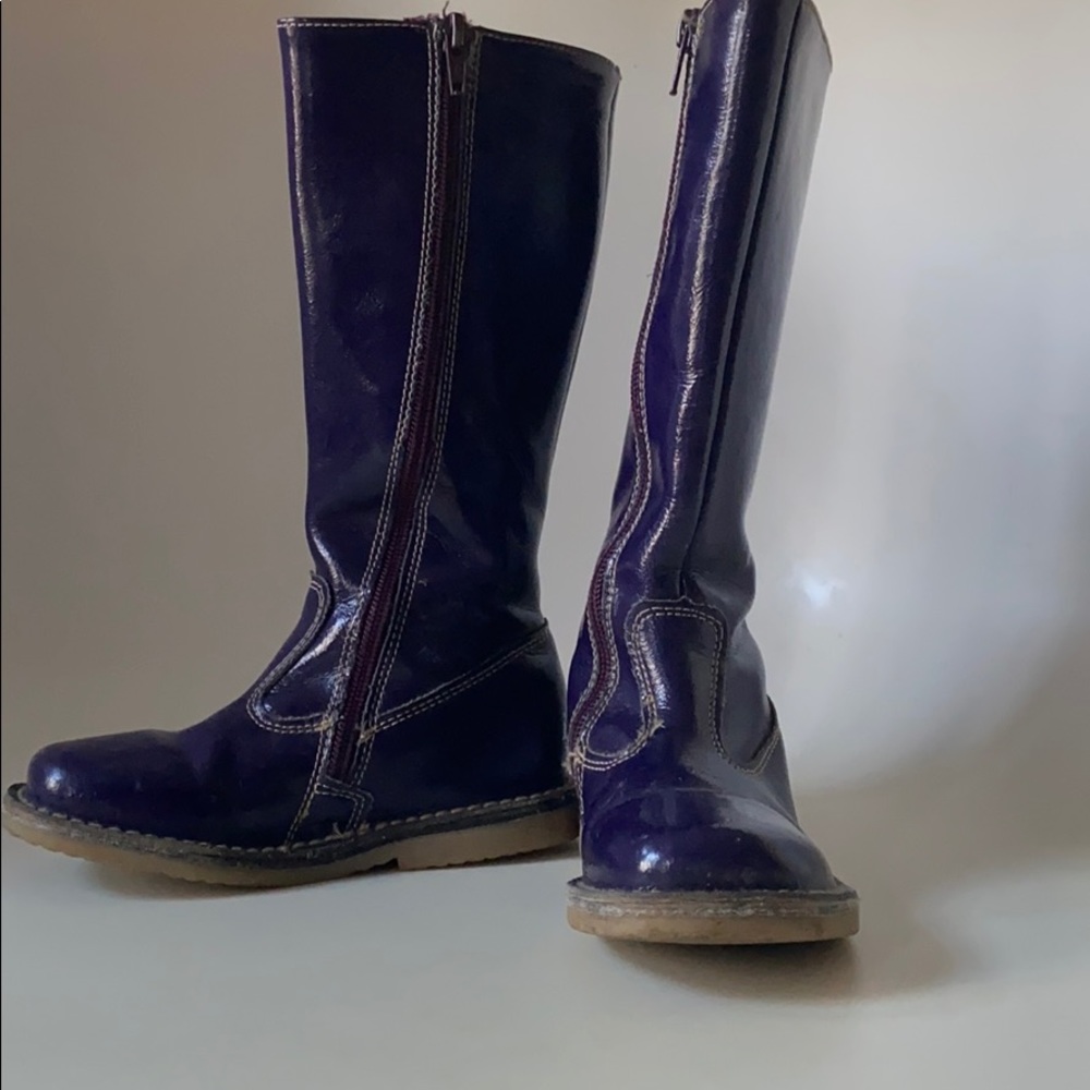 Little girls purple leather boots